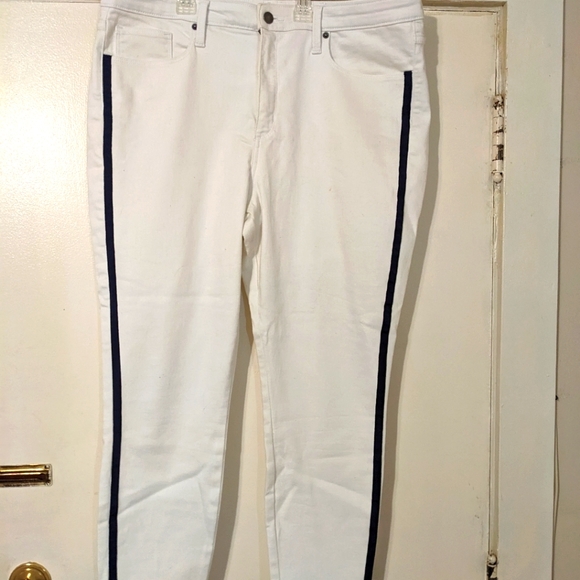 White Jeans with blue stripe size 18 - Picture 1 of 4